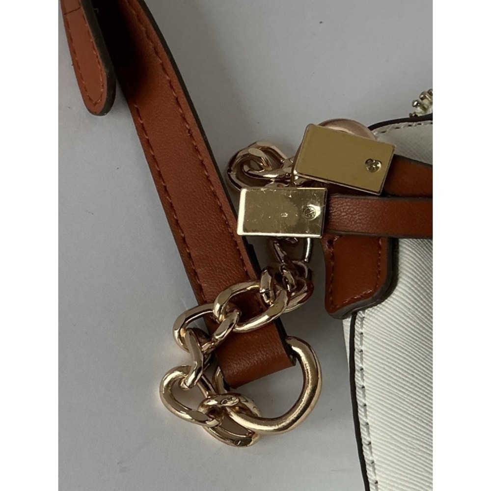 Anne Klein Crossbody‎ Bag Cream Brown Colorblock Chain Strap - Picture 5 of 13